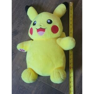 Build-A-Bear Pikachu Plush 15" & Pokemon Sun Moon Twin Sheet Set Yellow Blue